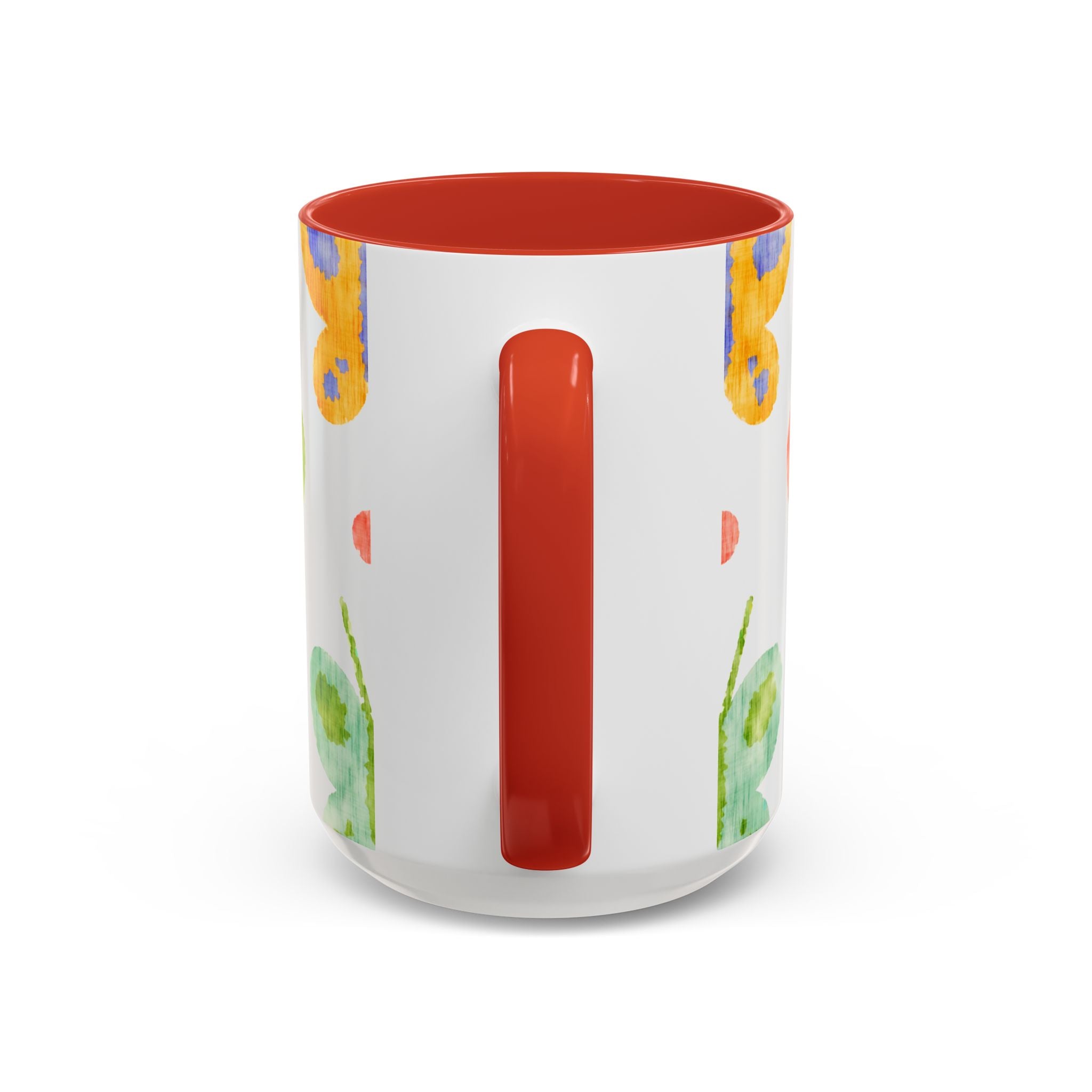 Watercolor Butterfly Accent Mug — Original Colorful Ceramic Cup