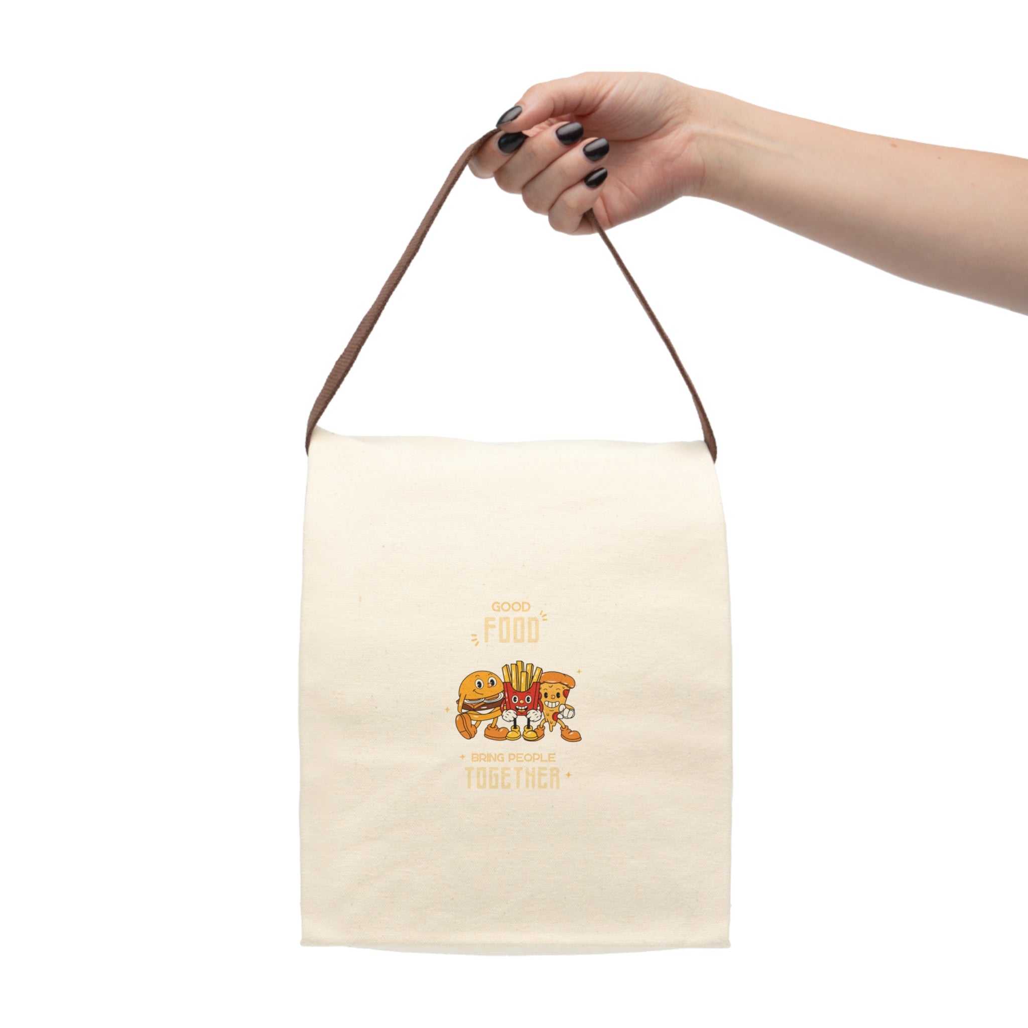 Burger & Fries Canvas Lunch Bag — Good Food Together Print Reusable Tote