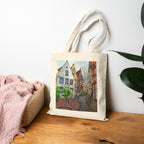 Bremen Germany Street Scene Canvas Tote — Original Watercolor Art