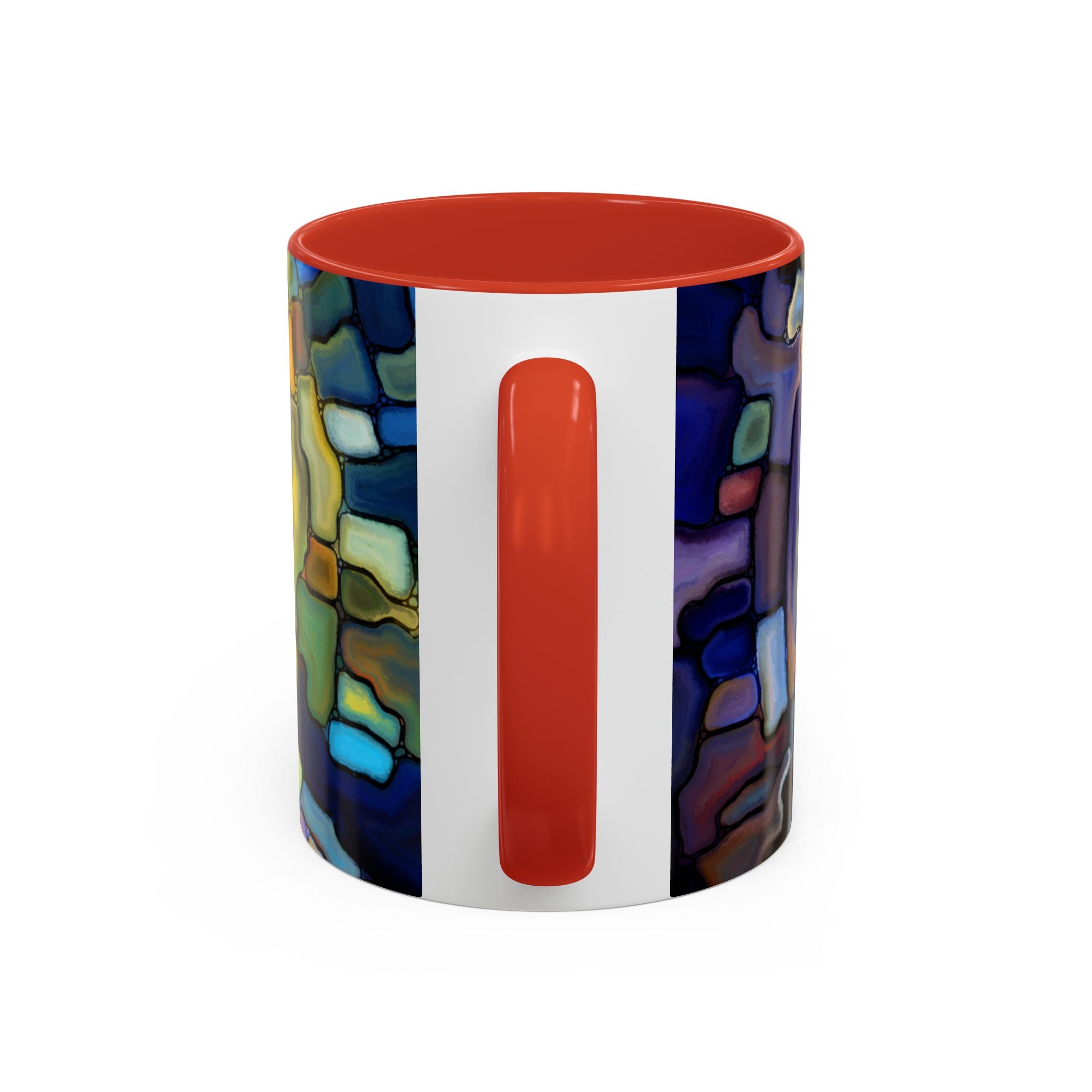 Stained Glass Mosaic Accent Mug — Original Abstract Art Ceramic Cup
