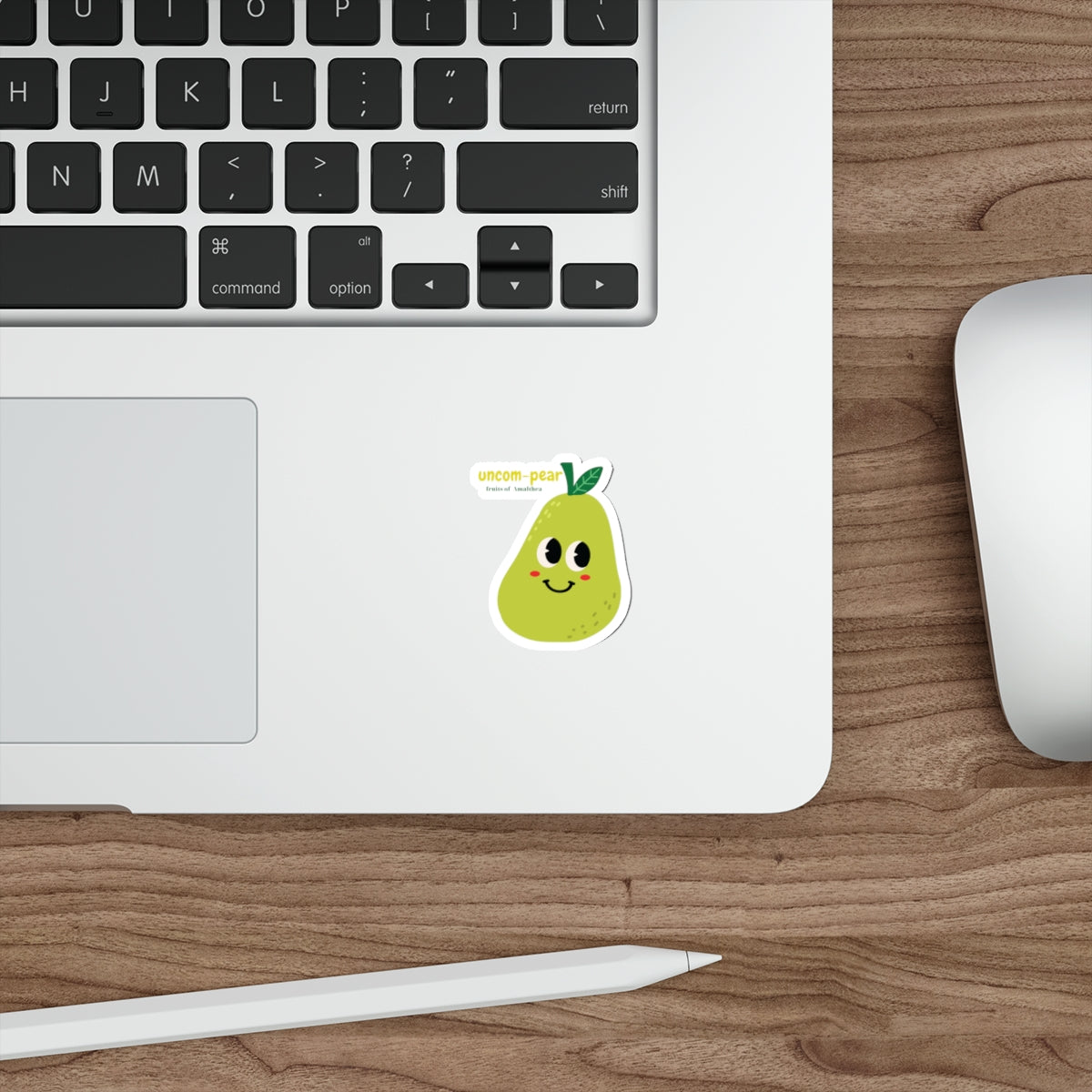 Uncom-pear — Smug Kawaii Pear Funny Die-Cut Sticker | Fruits of Amalthea