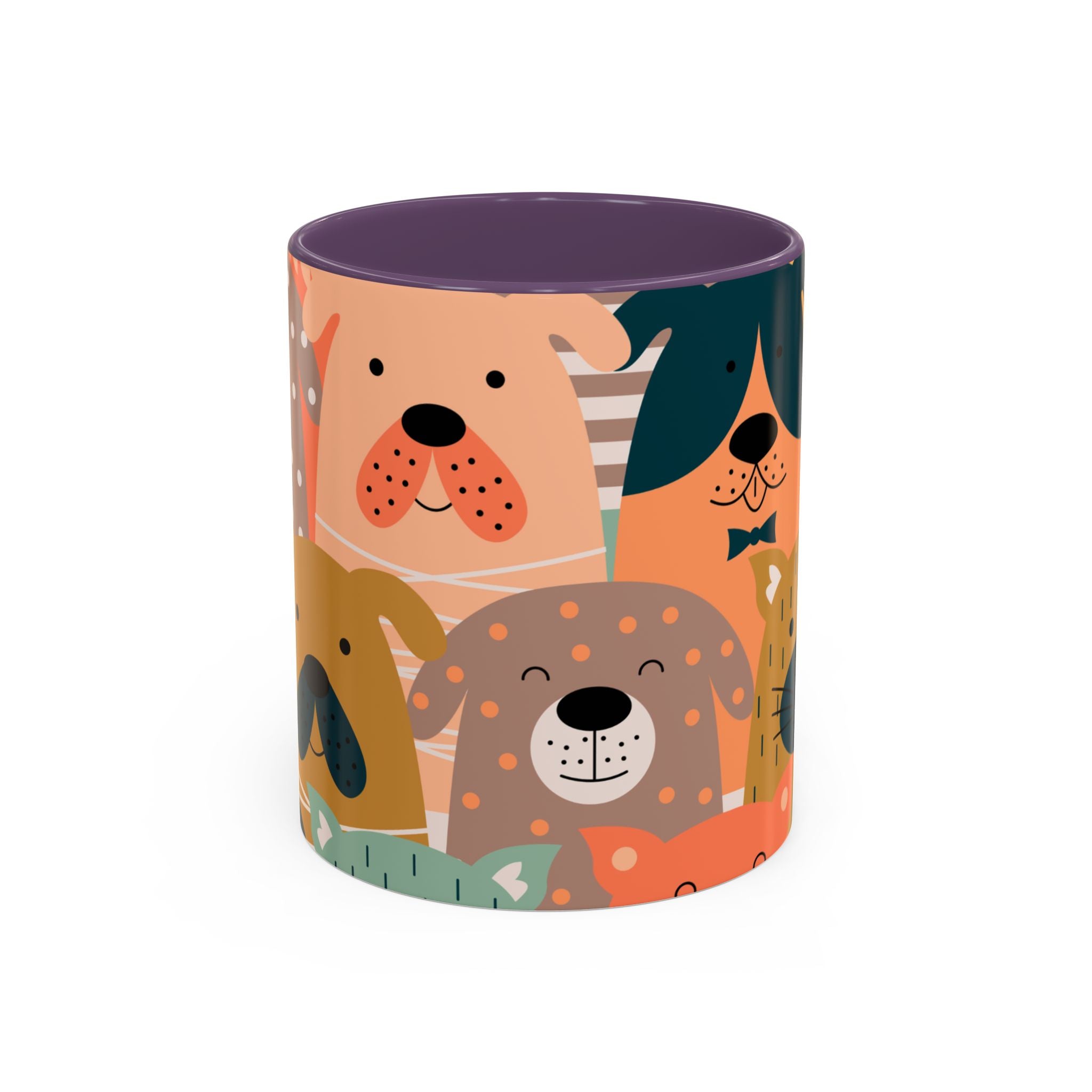 Puppy Parade Accent Mug — Original Colorful Dog Pattern Ceramic Cup