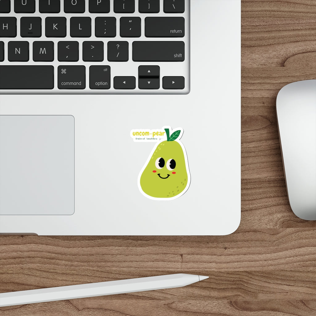 Uncom-pear — Smug Kawaii Pear Funny Die-Cut Sticker | Fruits of Amalthea