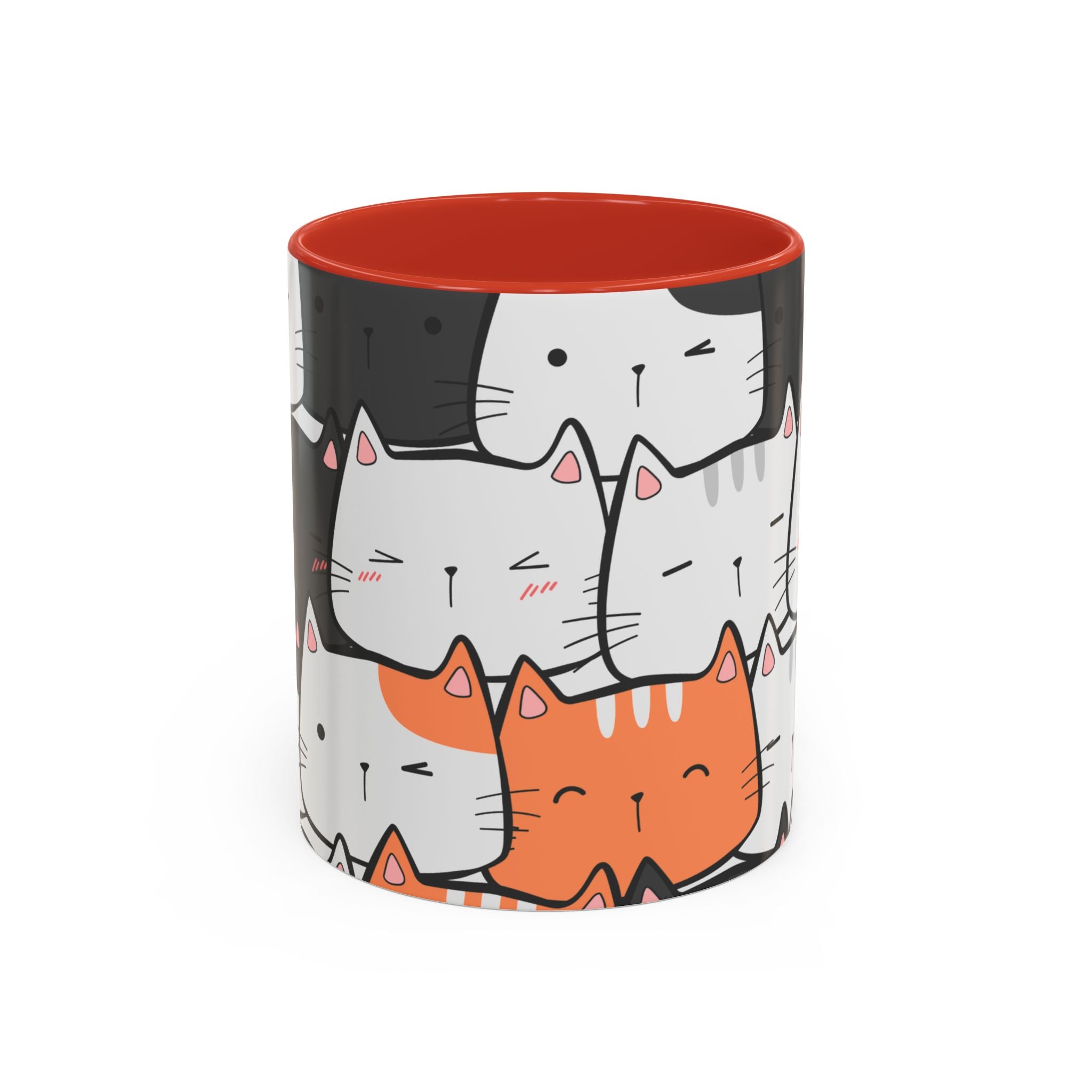 Kawaii Cat Accent Mug — Original Cute Cat Pattern Ceramic Cup