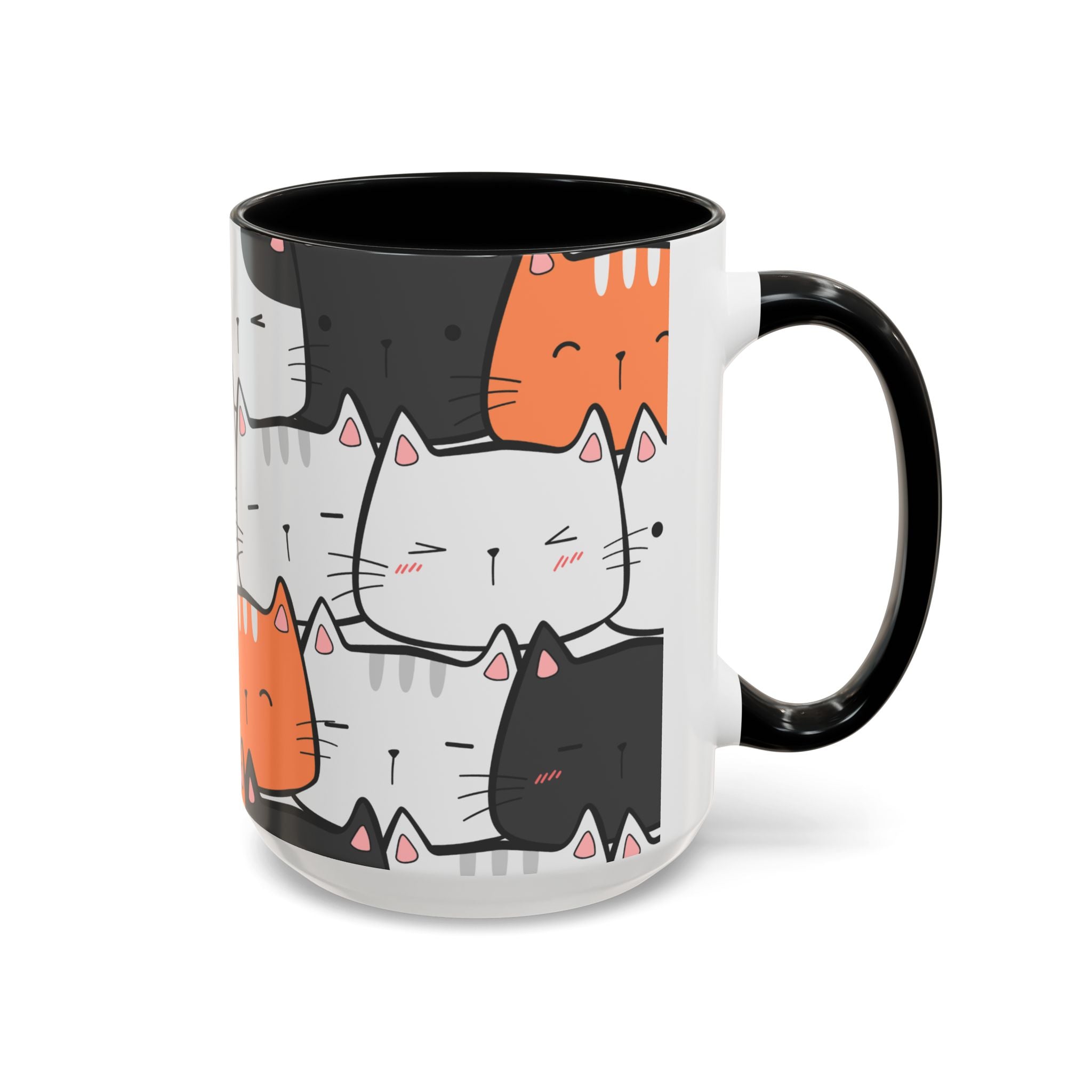Kawaii Cat Accent Mug — Original Cute Cat Pattern Ceramic Cup