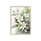 Jasmine Blooms — Watercolor Botanical Wall Art, Framed Print 8.3" × 11.7"