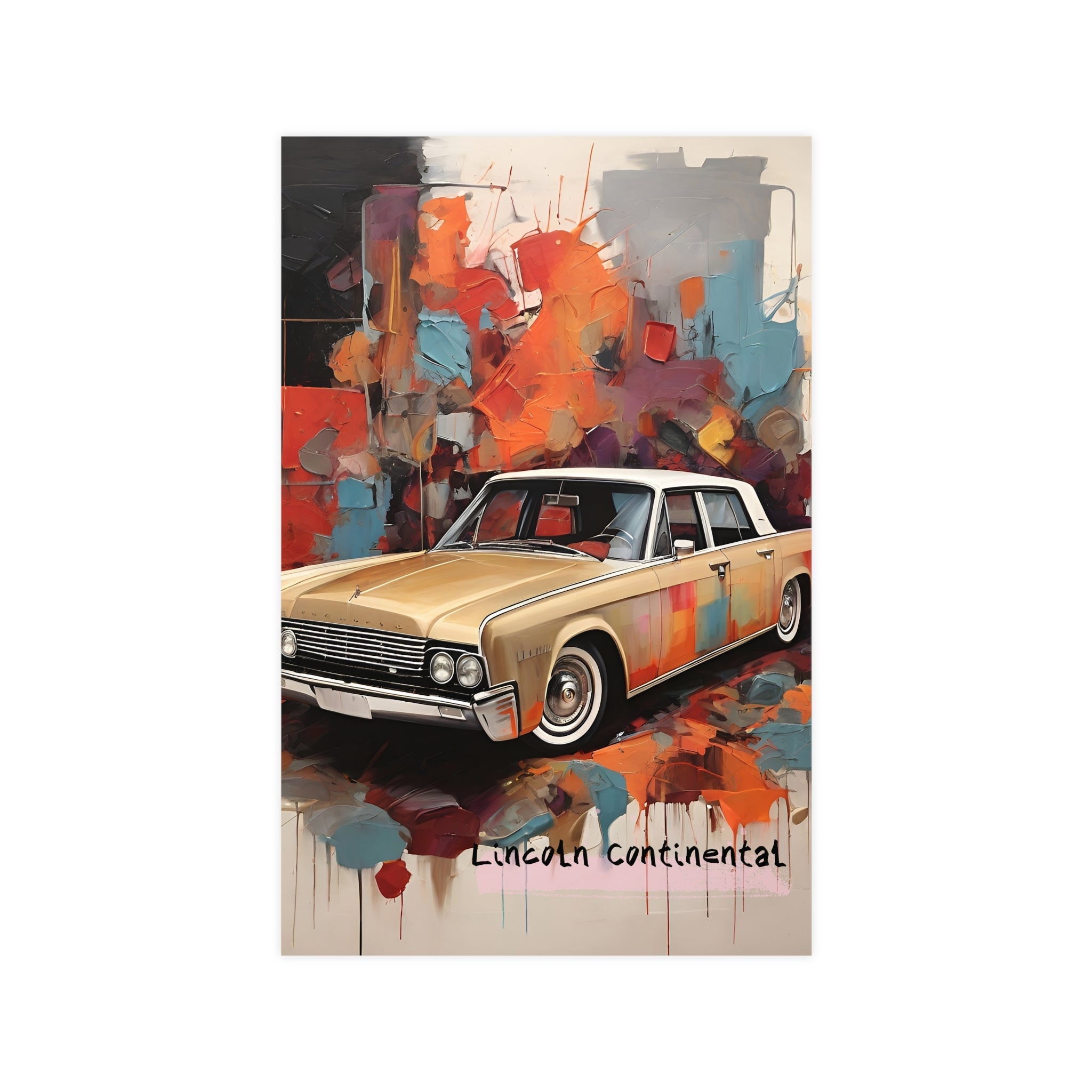 Lincoln Continental — Original Abstract Colorful Vintage Car Art Poster