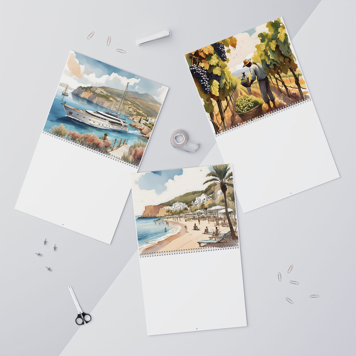2027 Monthly Seasonal Wall Calendar — Original Watercolor Scenic Landscapes | Monthly Grid | Glossy or Matte