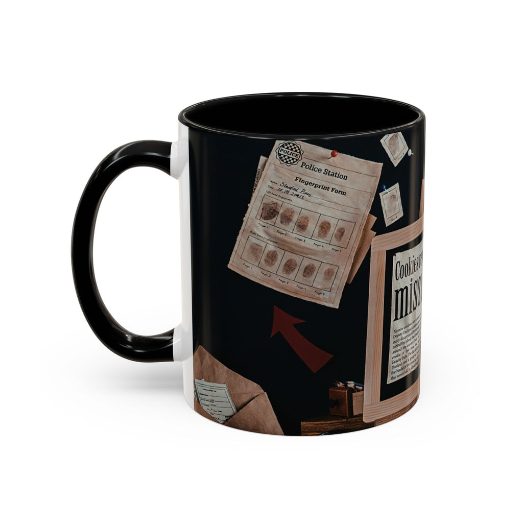 Mystery Caseboard Mug — "Cookies Reported Missing" Detective Design