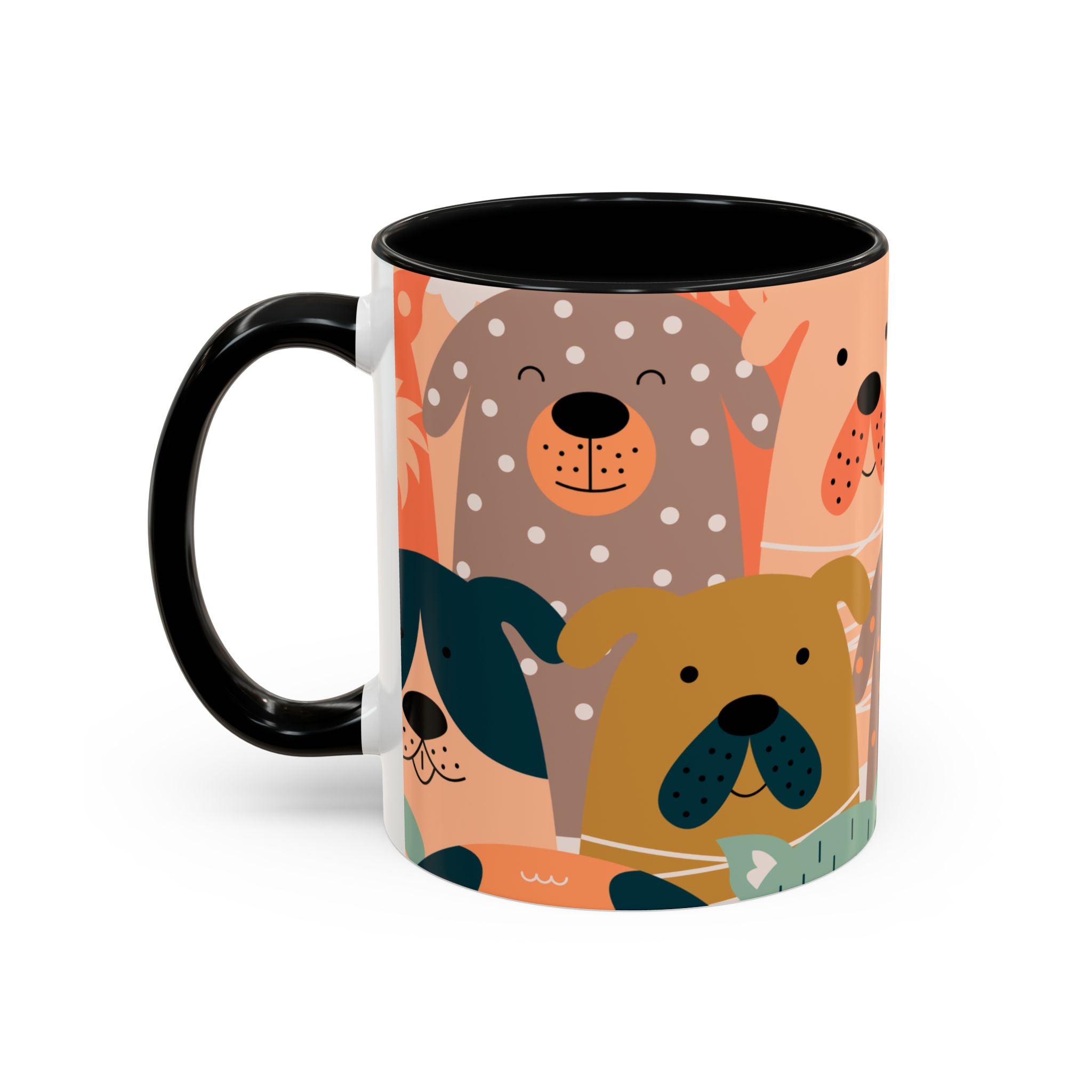 Puppy Parade Accent Mug — Original Colorful Dog Pattern Ceramic Cup