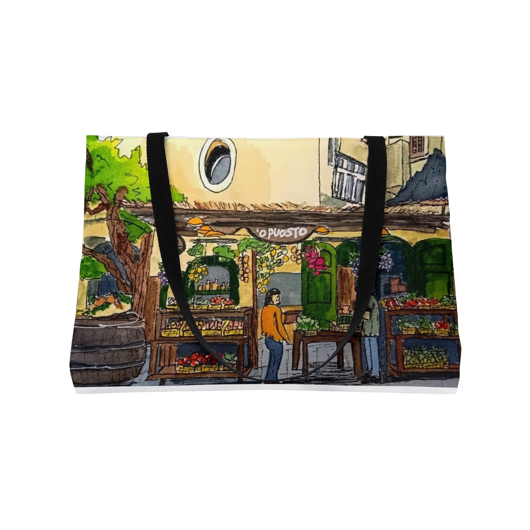 Ischia Italy Market Scene Weekender Tote — Original Watercolor Art