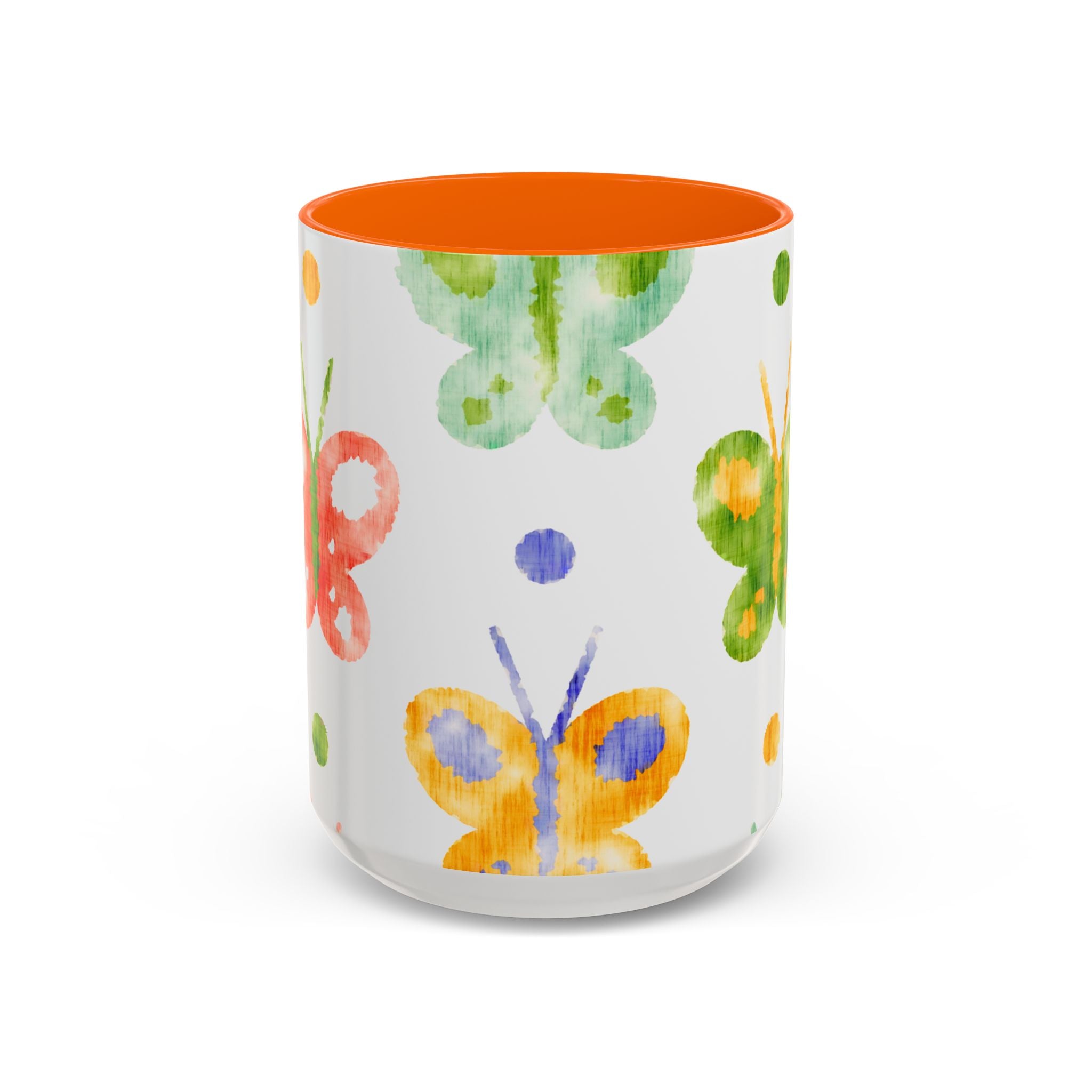 Watercolor Butterfly Accent Mug — Original Colorful Ceramic Cup