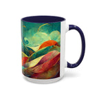 Abstract Autumn Leaves Accent Mug — Original Colorful Ceramic Cup