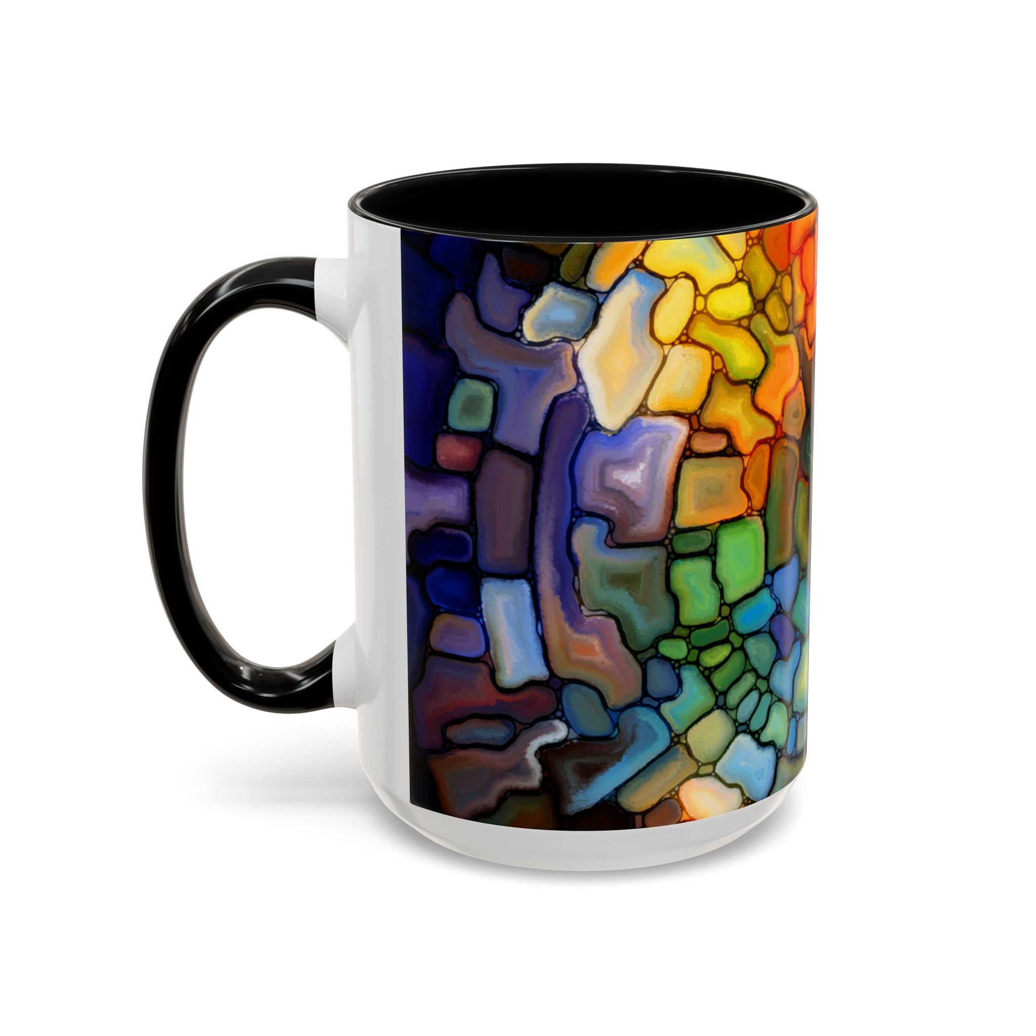 Stained Glass Mosaic Accent Mug — Original Abstract Art Ceramic Cup