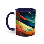 Abstract Autumn Leaves Accent Mug — Original Colorful Ceramic Cup