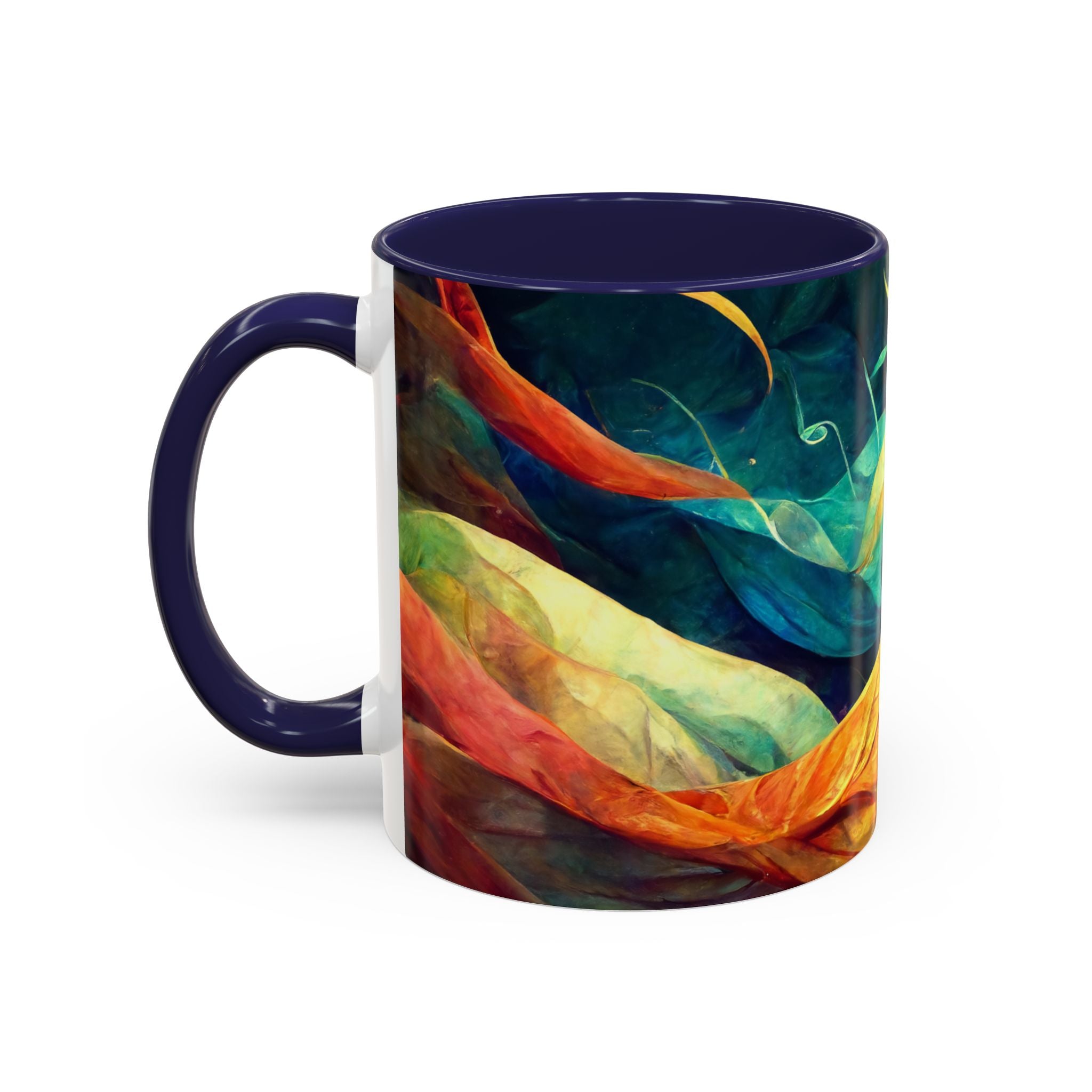 Abstract Autumn Leaves Accent Mug — Original Colorful Ceramic Cup