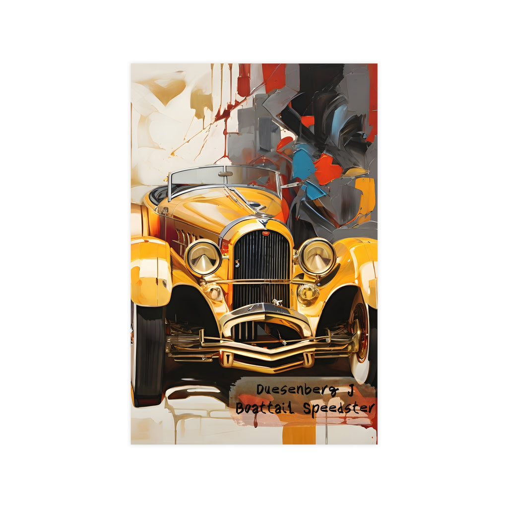 Duesenberg Model J Boattail Speedster — Original Retro Classic Car Art Poster