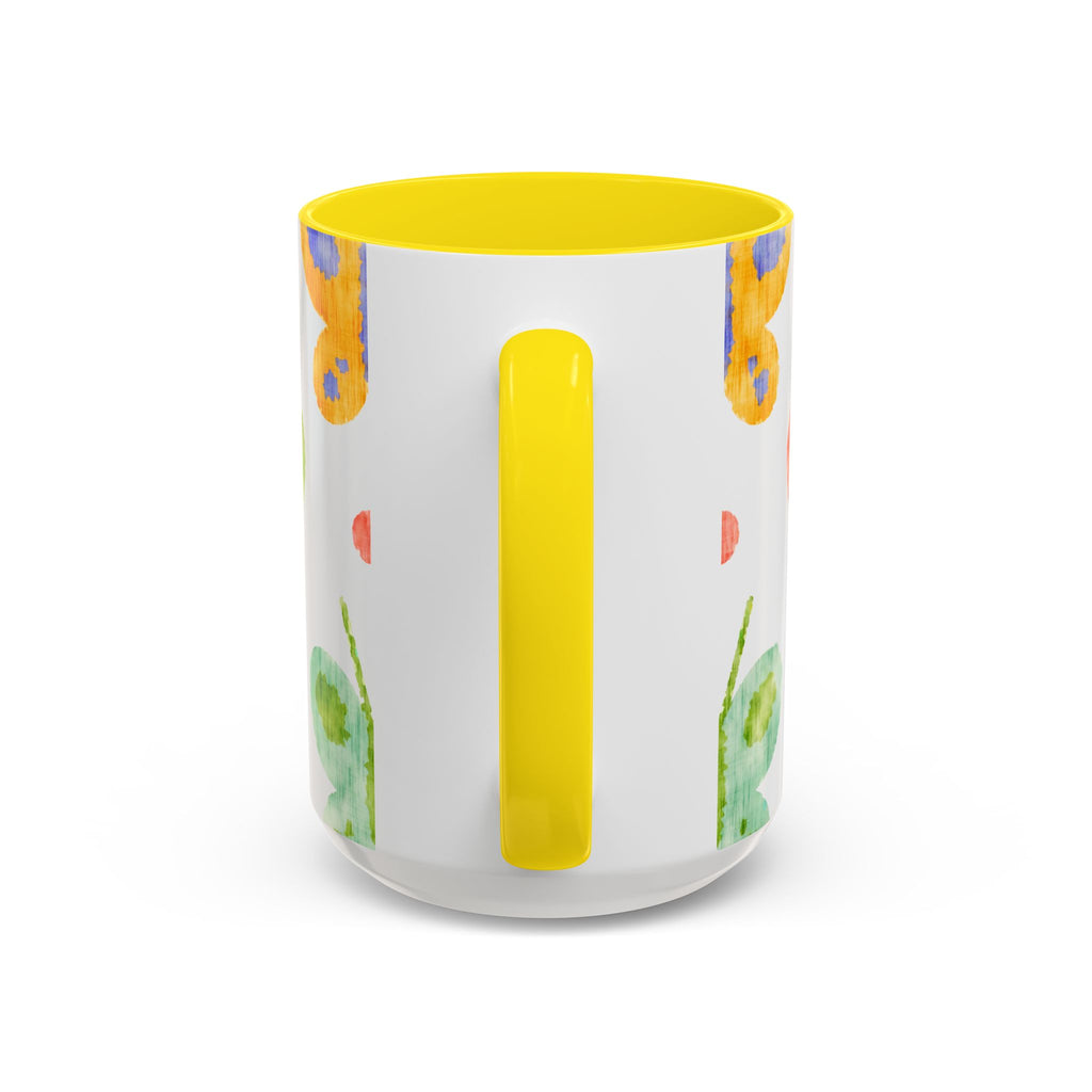 Watercolor Butterfly Accent Mug — Original Colorful Ceramic Cup