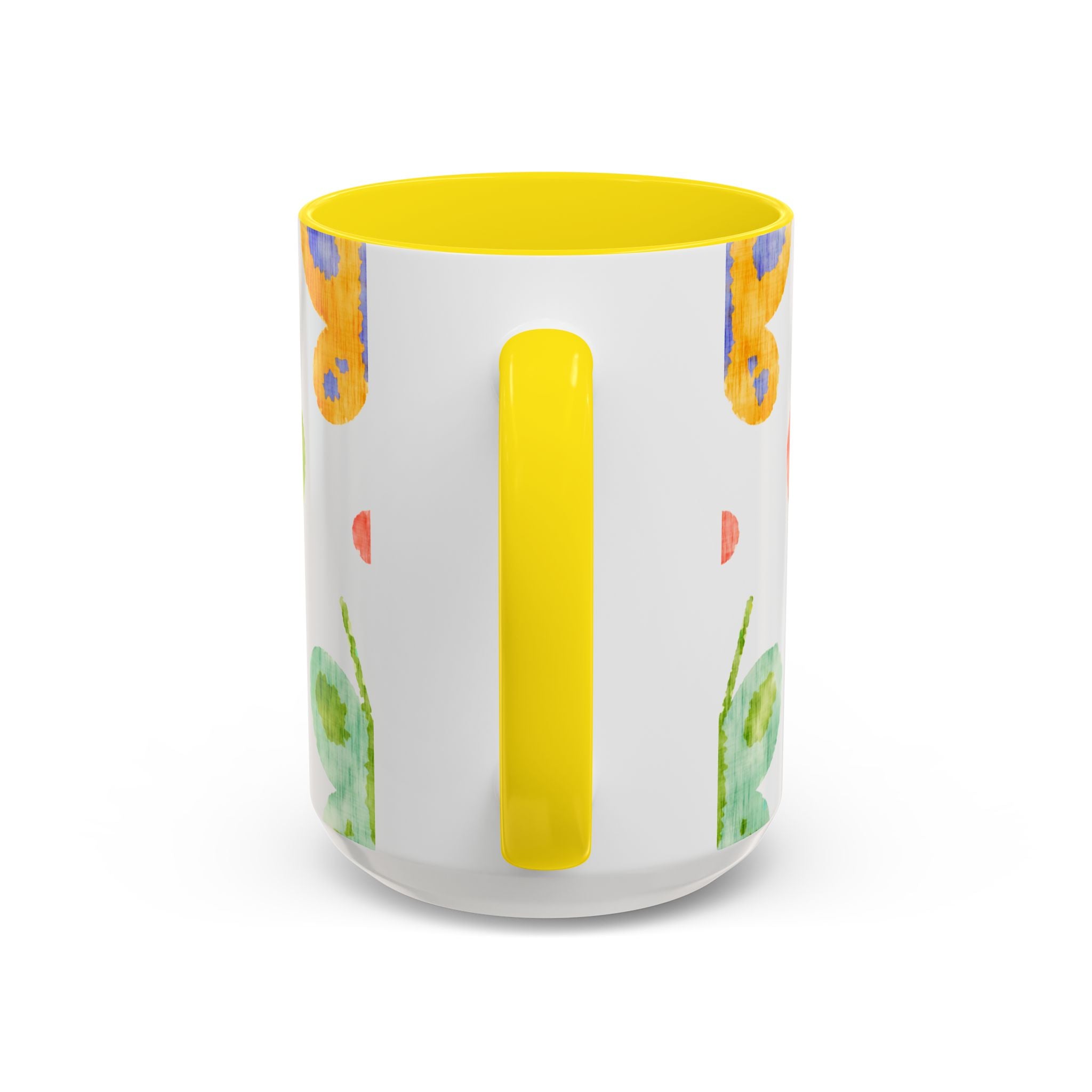 Watercolor Butterfly Accent Mug — Original Colorful Ceramic Cup
