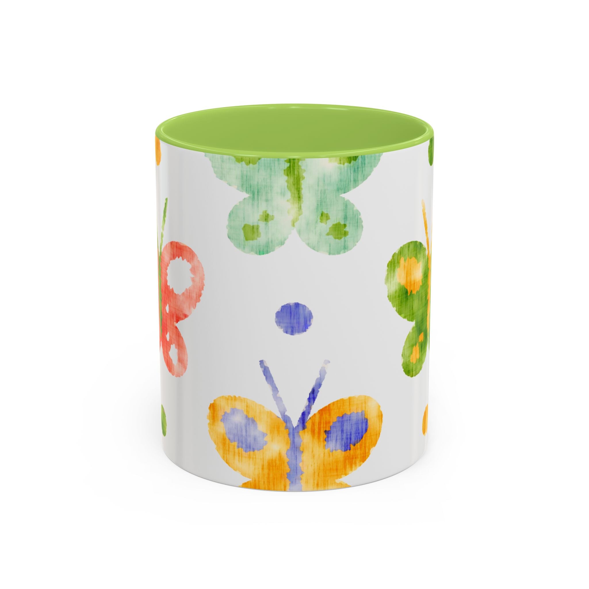 Watercolor Butterfly Accent Mug — Original Colorful Ceramic Cup
