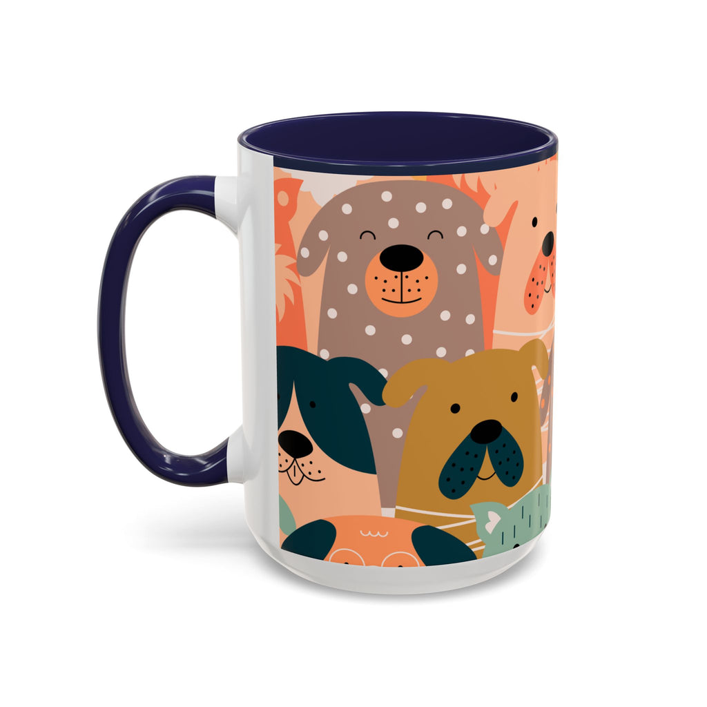 Puppy Parade Accent Mug — Original Colorful Dog Pattern Ceramic Cup
