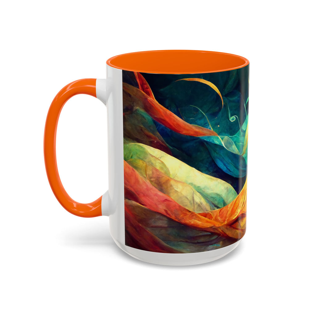 Abstract Autumn Leaves Accent Mug — Original Colorful Ceramic Cup