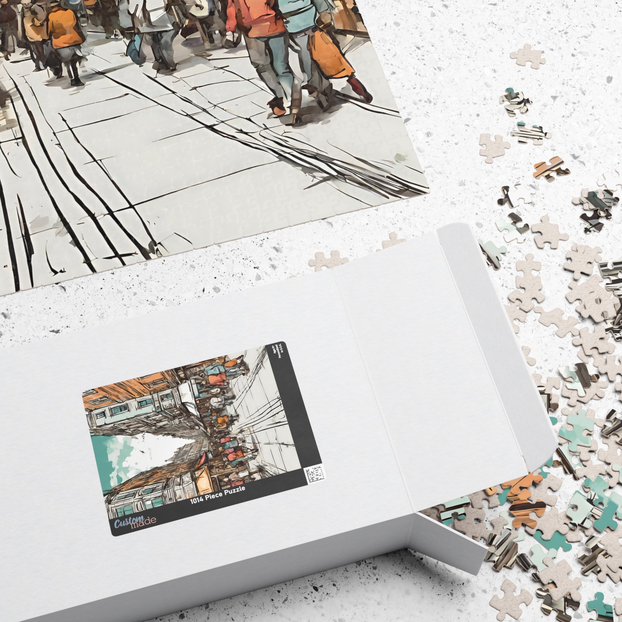 City Street Scene Jigsaw Puzzle — Scenic European Market, 1014 Pieces