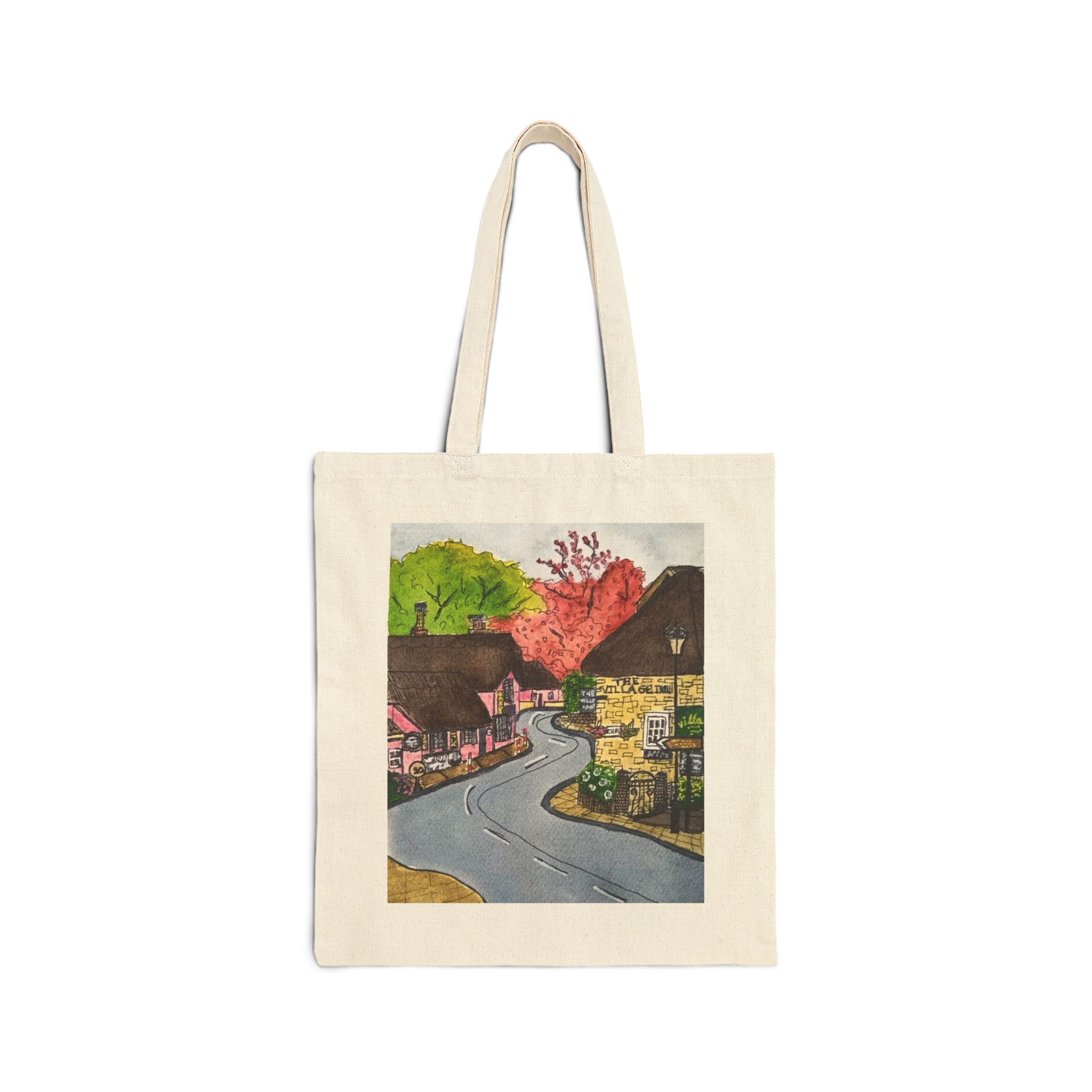 Shanklin Village Lane Canvas Tote — Original Watercolor Art