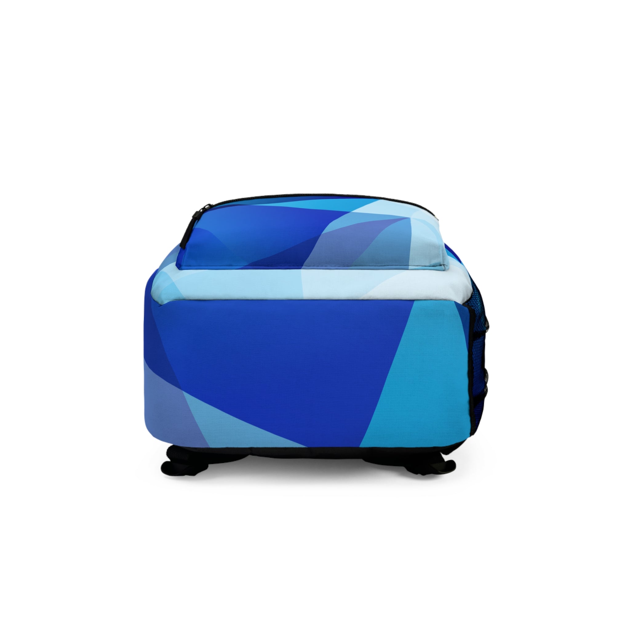 Blue Geometric Backpack — Abstract Polygon Pattern School & Travel Bag