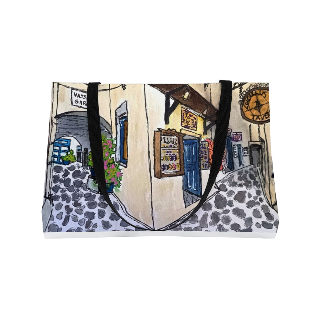 Naxos Island Alleyway Market Weekender Tote — Original Watercolor Art