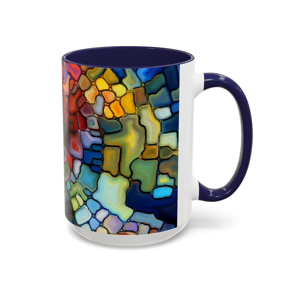 Stained Glass Mosaic Accent Mug — Original Abstract Art Ceramic Cup