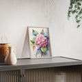 Pink Hydrangea — Watercolor Floral Wall Art, Framed Print 8.3" × 11.7"