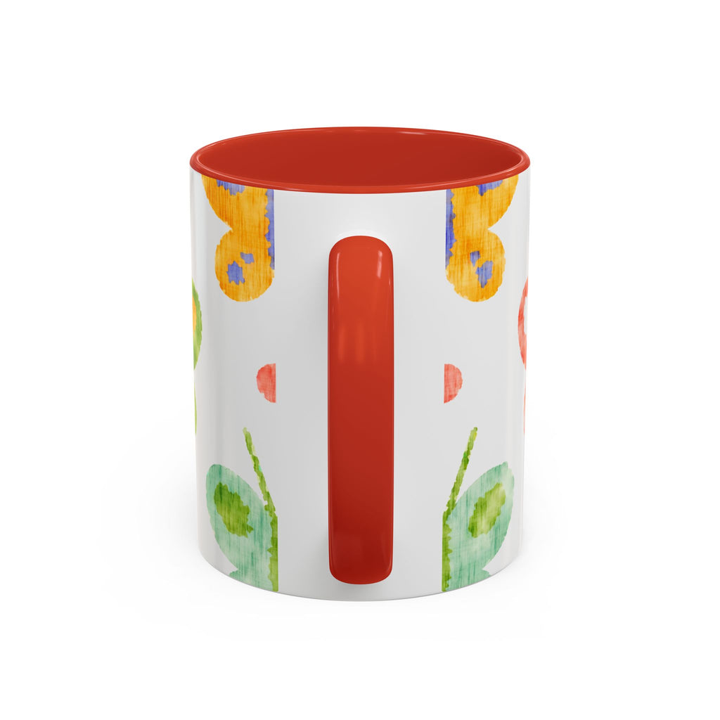 Watercolor Butterfly Accent Mug — Original Colorful Ceramic Cup
