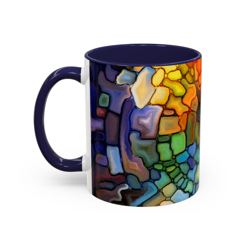 Stained Glass Mosaic Accent Mug — Original Abstract Art Ceramic Cup