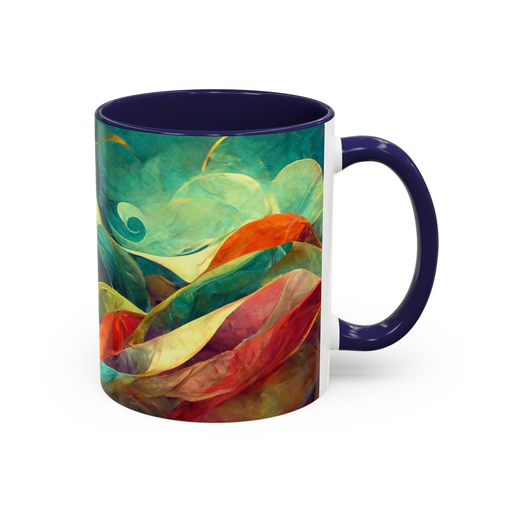 Abstract Autumn Leaves Accent Mug — Original Colorful Ceramic Cup