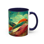Abstract Autumn Leaves Accent Mug — Original Colorful Ceramic Cup