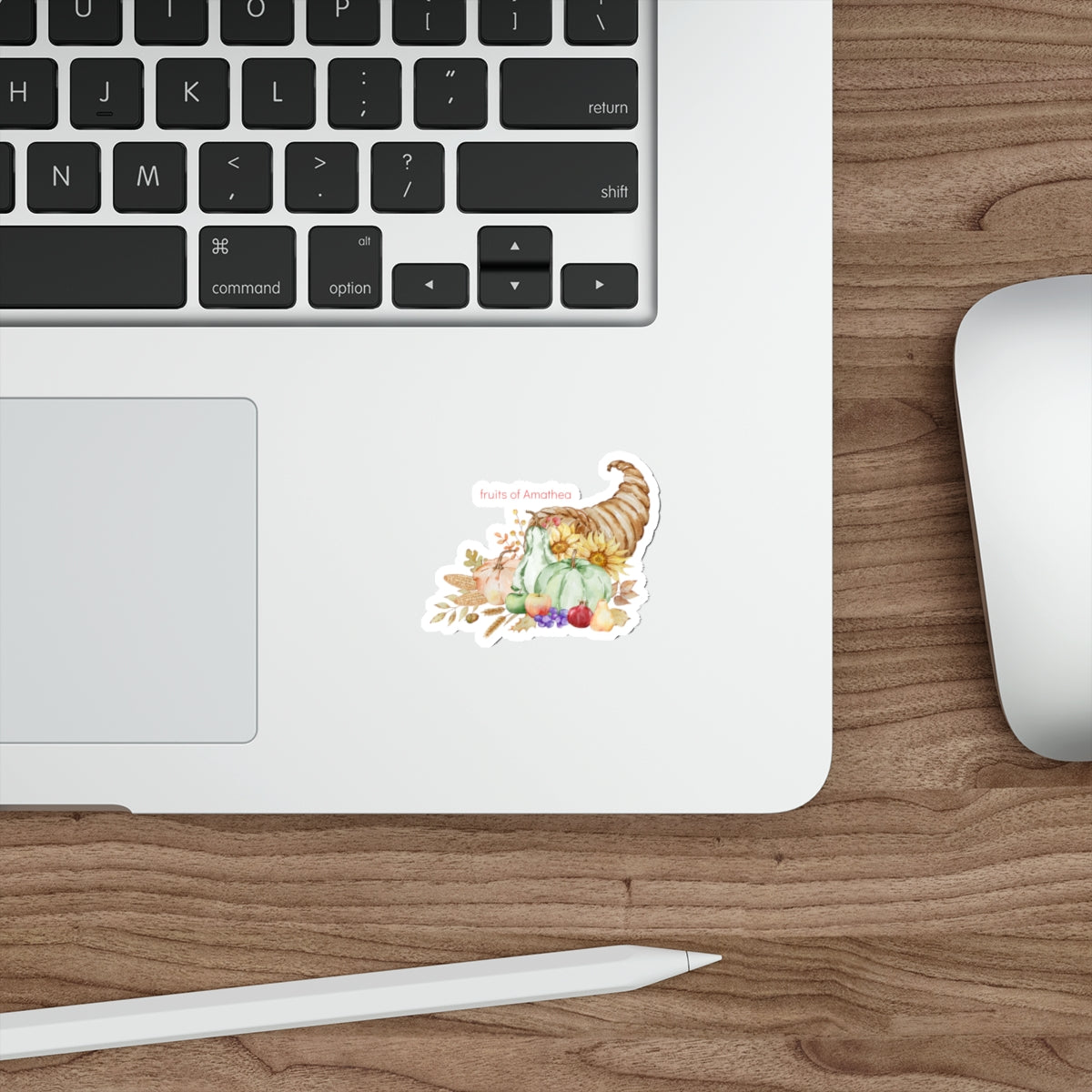 Cornucopia — Romantic Pastel Harvest Die-Cut Sticker | Fruits of Amalthea
