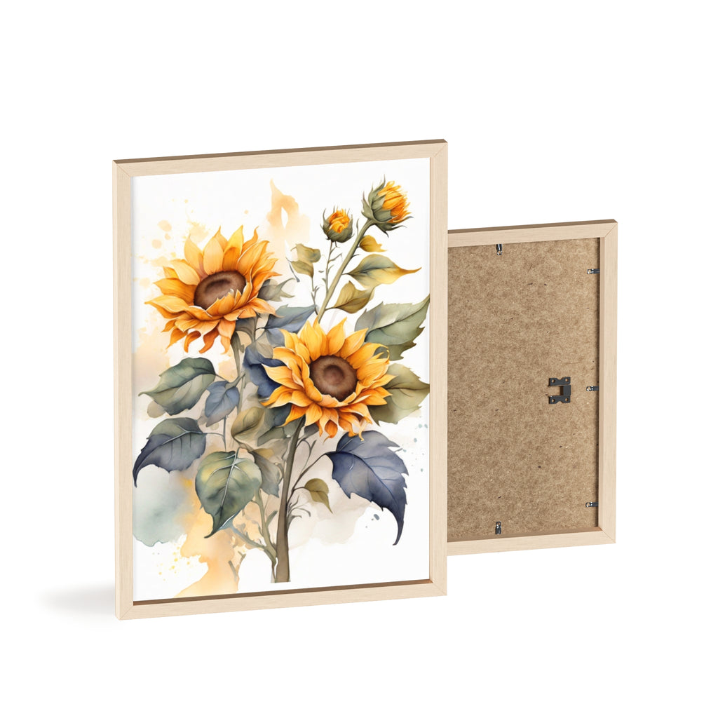 Sunflower — Watercolor Floral Wall Art, Framed Print 8.3" × 11.7"