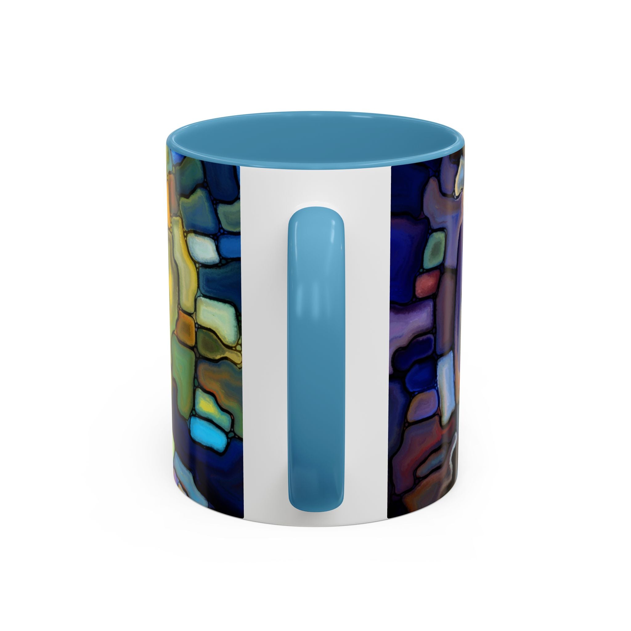 Stained Glass Mosaic Accent Mug — Original Abstract Art Ceramic Cup