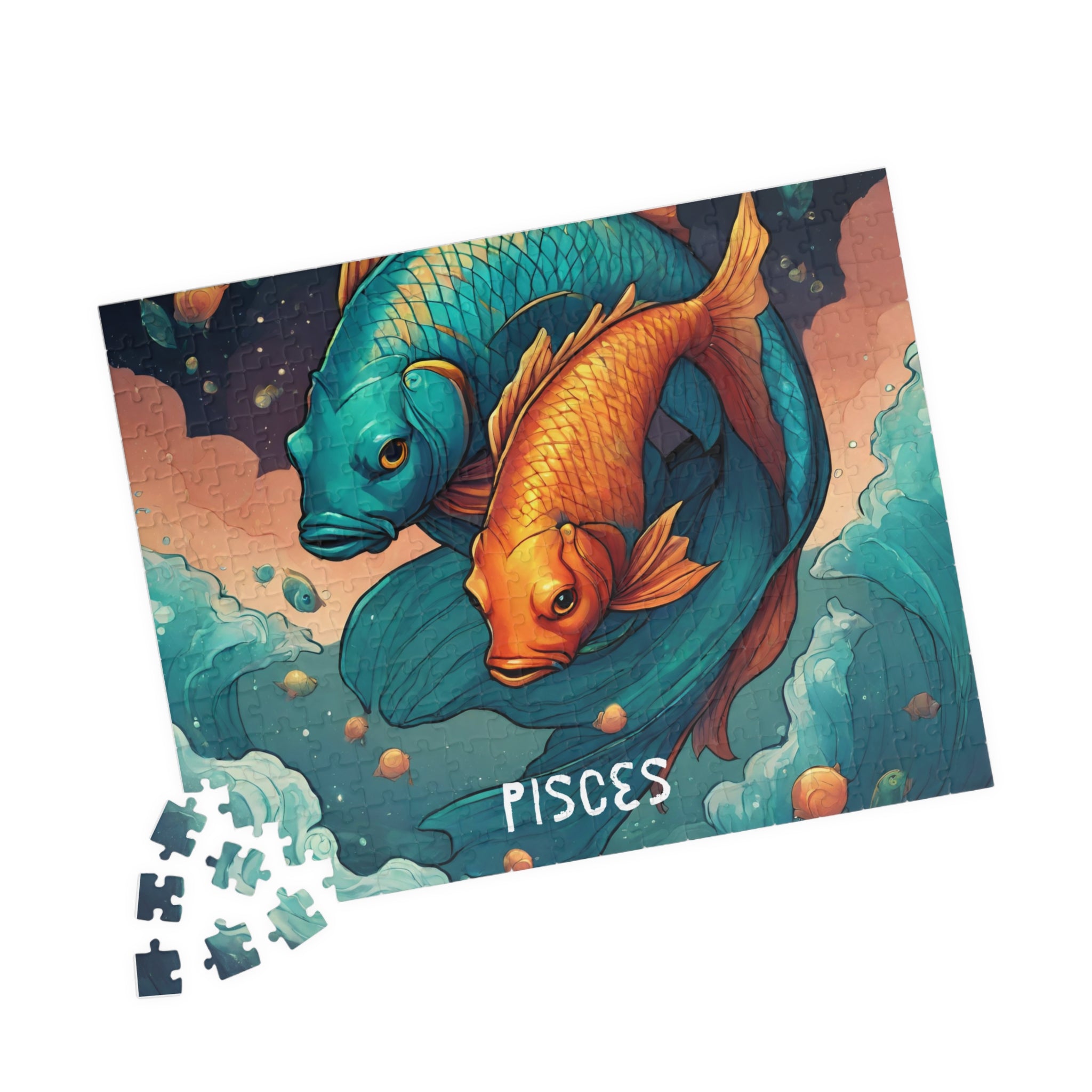 Pisces Zodiac Puzzle — Original Koi Fish Astrological Jigsaw, 252 Pieces