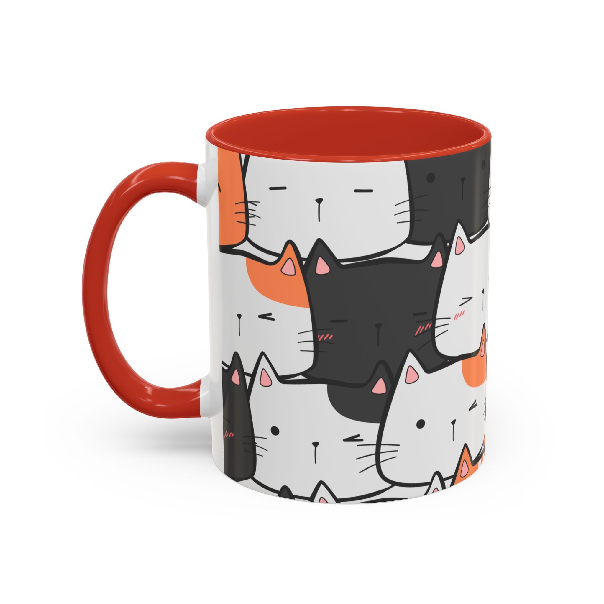 Kawaii Cat Accent Mug — Original Cute Cat Pattern Ceramic Cup