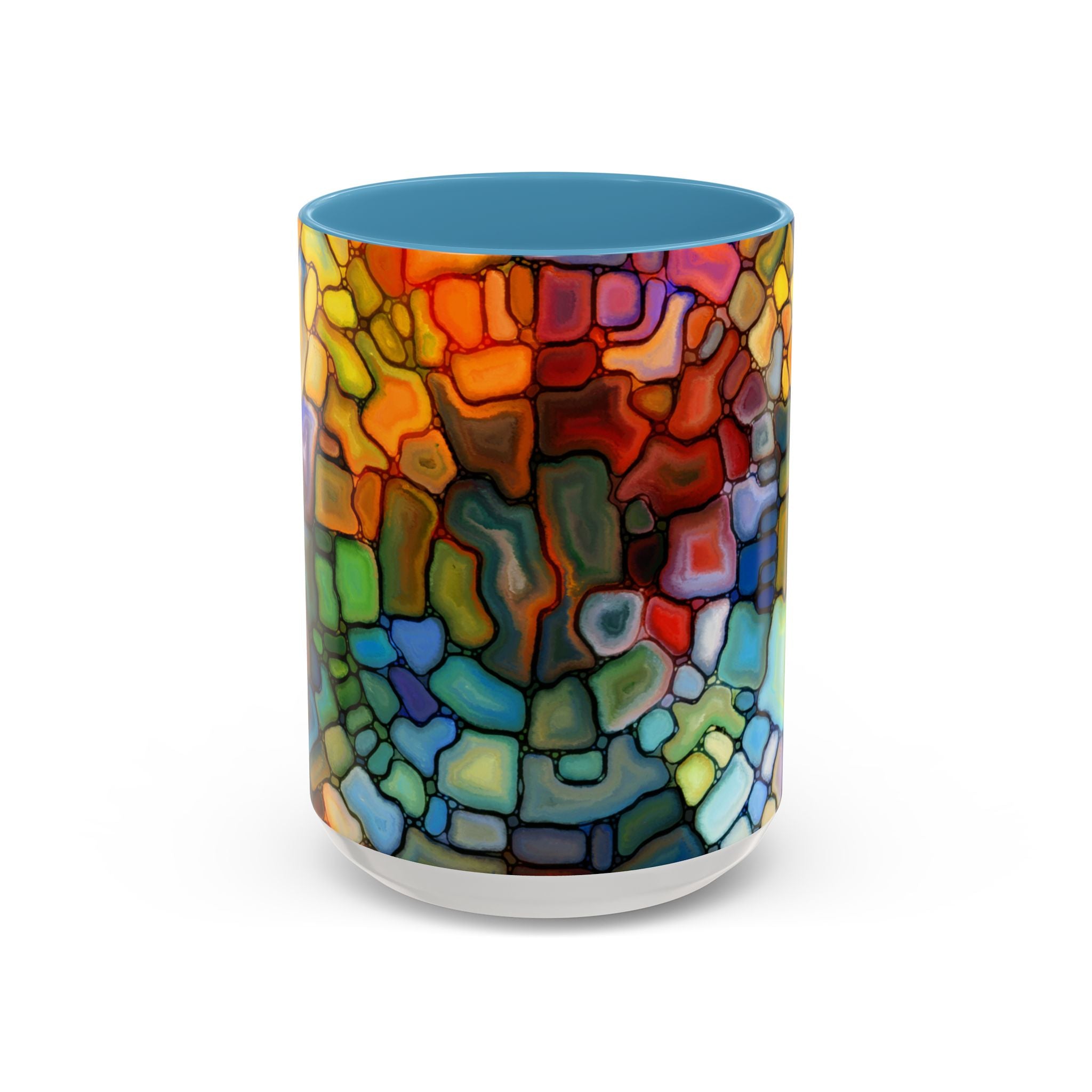 Stained Glass Mosaic Accent Mug — Original Abstract Art Ceramic Cup