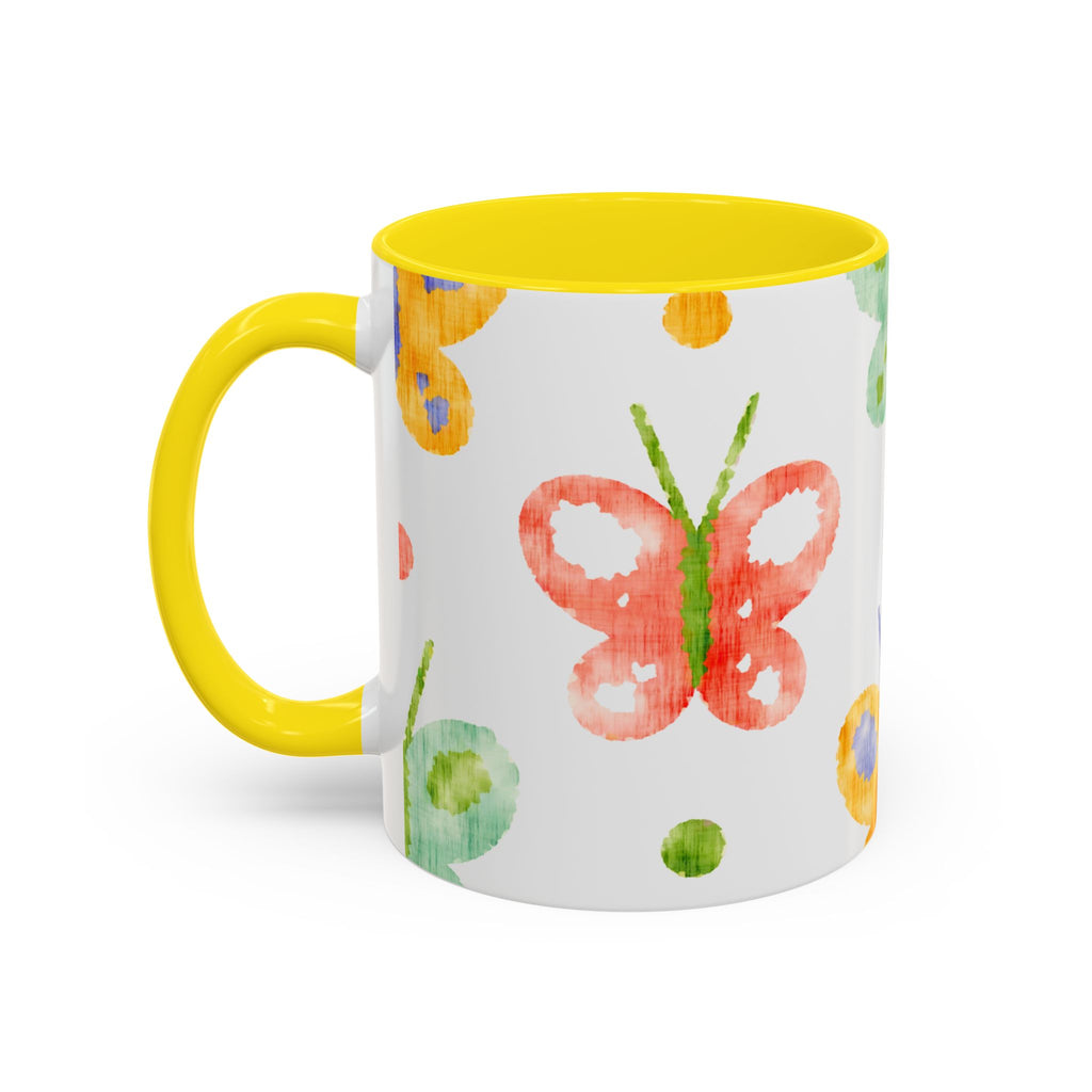 Watercolor Butterfly Accent Mug — Original Colorful Ceramic Cup