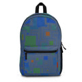 Geometric Multicolor Squares Backpack — Modern Abstract Pattern School & Travel Bag