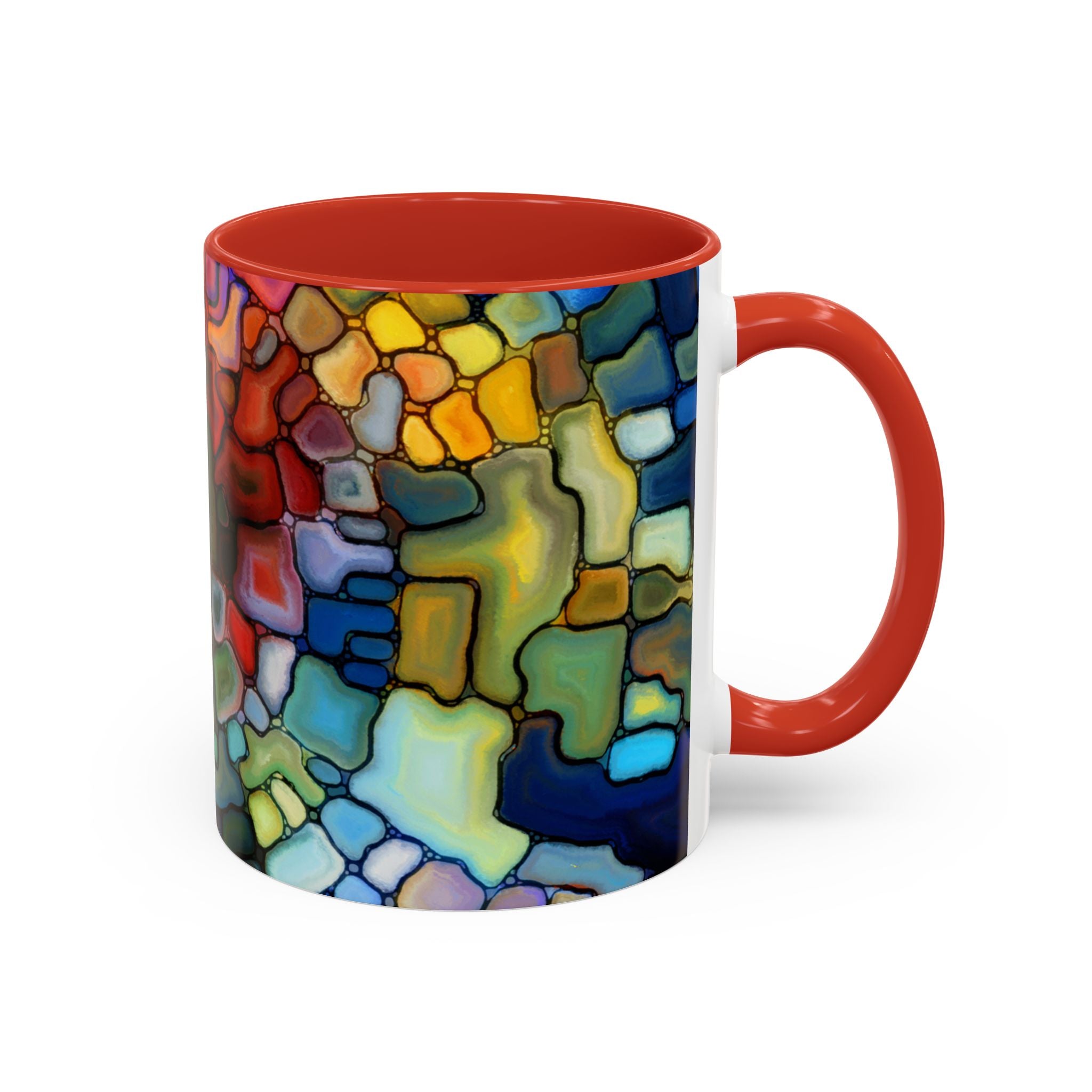 Stained Glass Mosaic Accent Mug — Original Abstract Art Ceramic Cup