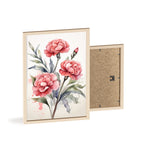 Deep Pink Carnations — Watercolor Floral Wall Art, Framed Print 8.3" × 11.7"
