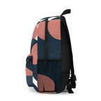 Abstract Leaf Pattern Backpack — Navy & Blush Casual Daypack