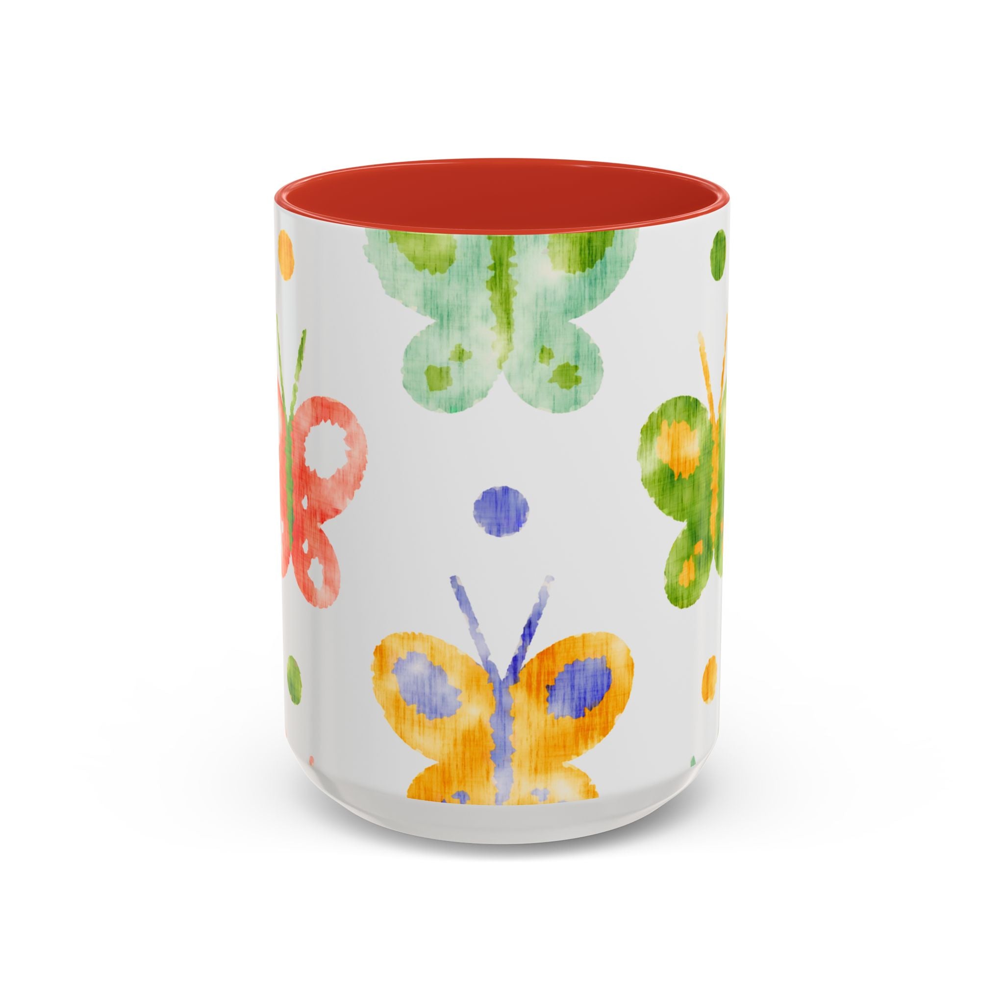 Watercolor Butterfly Accent Mug — Original Colorful Ceramic Cup