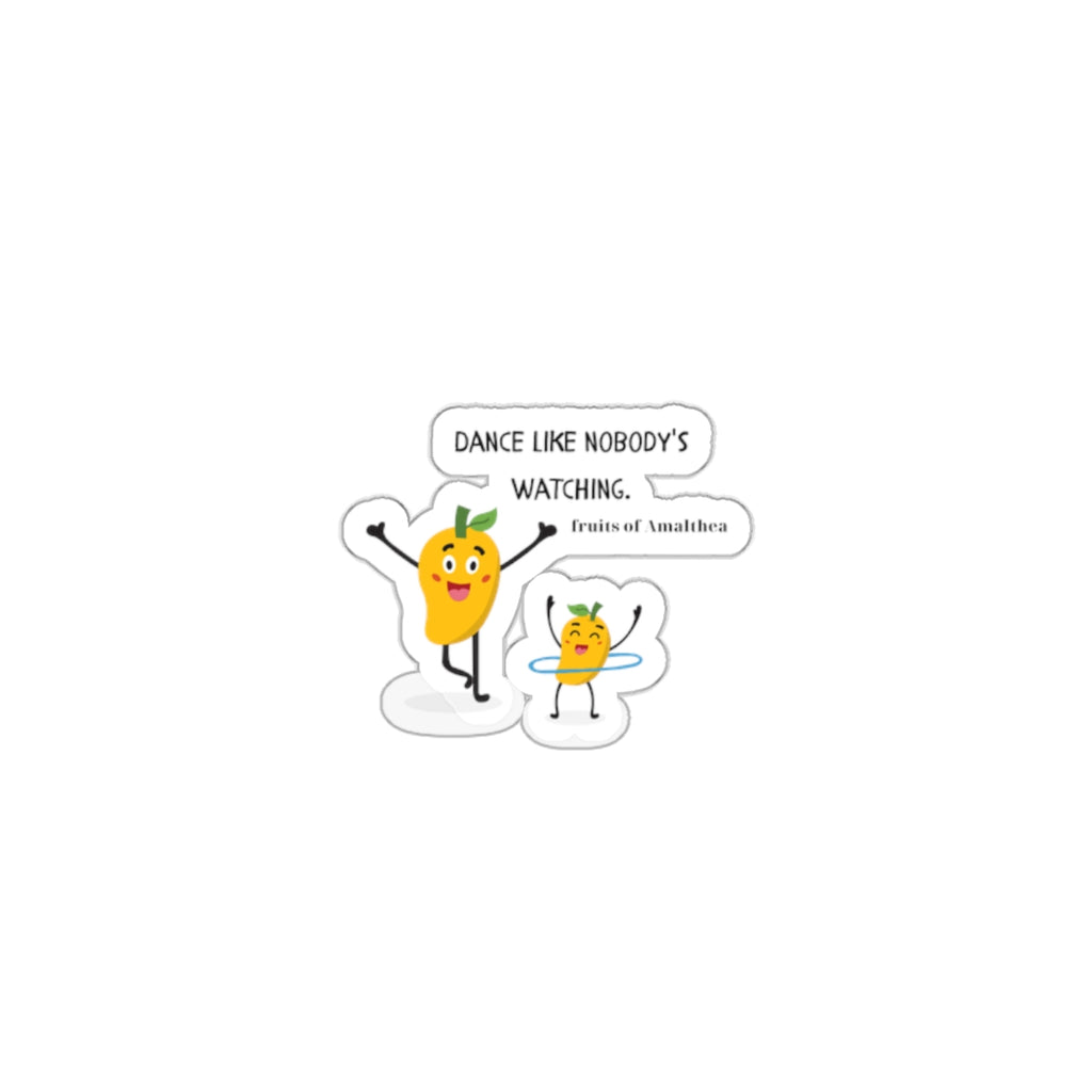Dance Like Nobody’s Watching — Mango Duo Hula Hoop Funny Die-Cut Sticker | Fruits of Amalthea