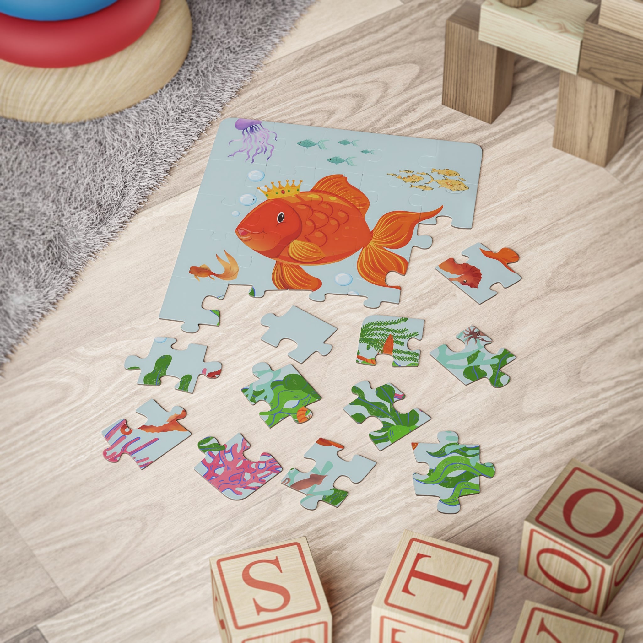 Kids 30-Piece Puzzle — Colorful Goldfish Ocean Scene | Exclusive Design